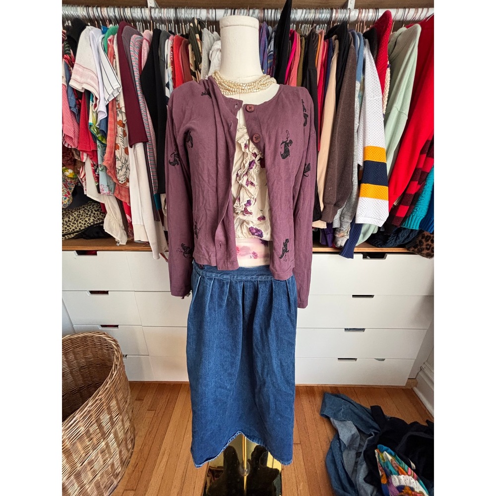 Artworks Butterfly Cardigan Womens One Size Purple Cotton‎ Knit Whimsigoth Top